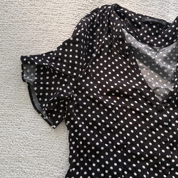 ZARA Black White Polka Dot Dress XL Fits Like Large - Picture 11 of 11